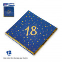 Serviettes design numéro 18 bleu marine avec étoiles dorées pour événements
