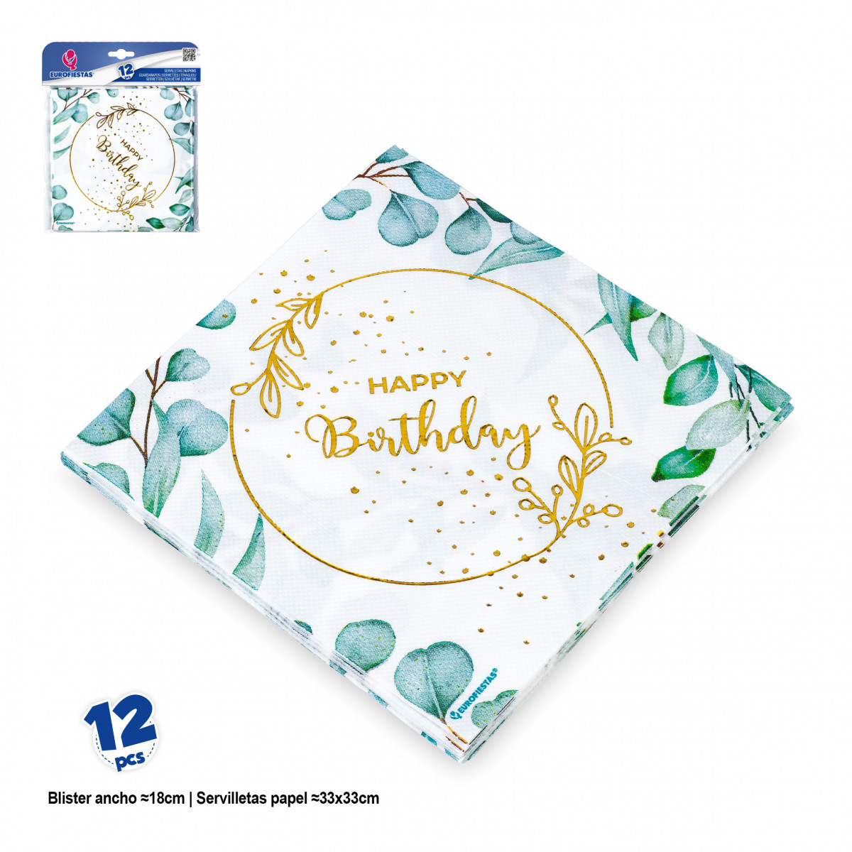 Serviettes joyeux anniversaire design floral pour événements