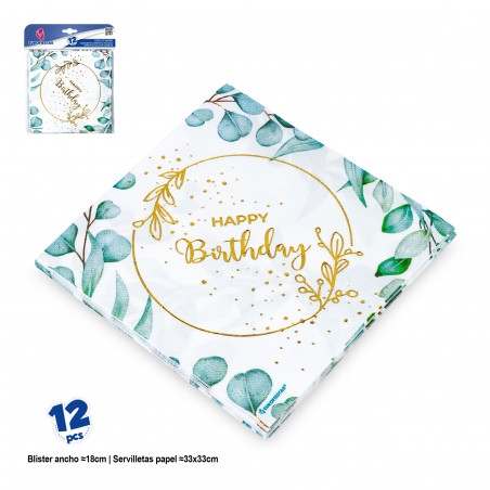 Serviettes joyeux anniversaire design floral pour événements