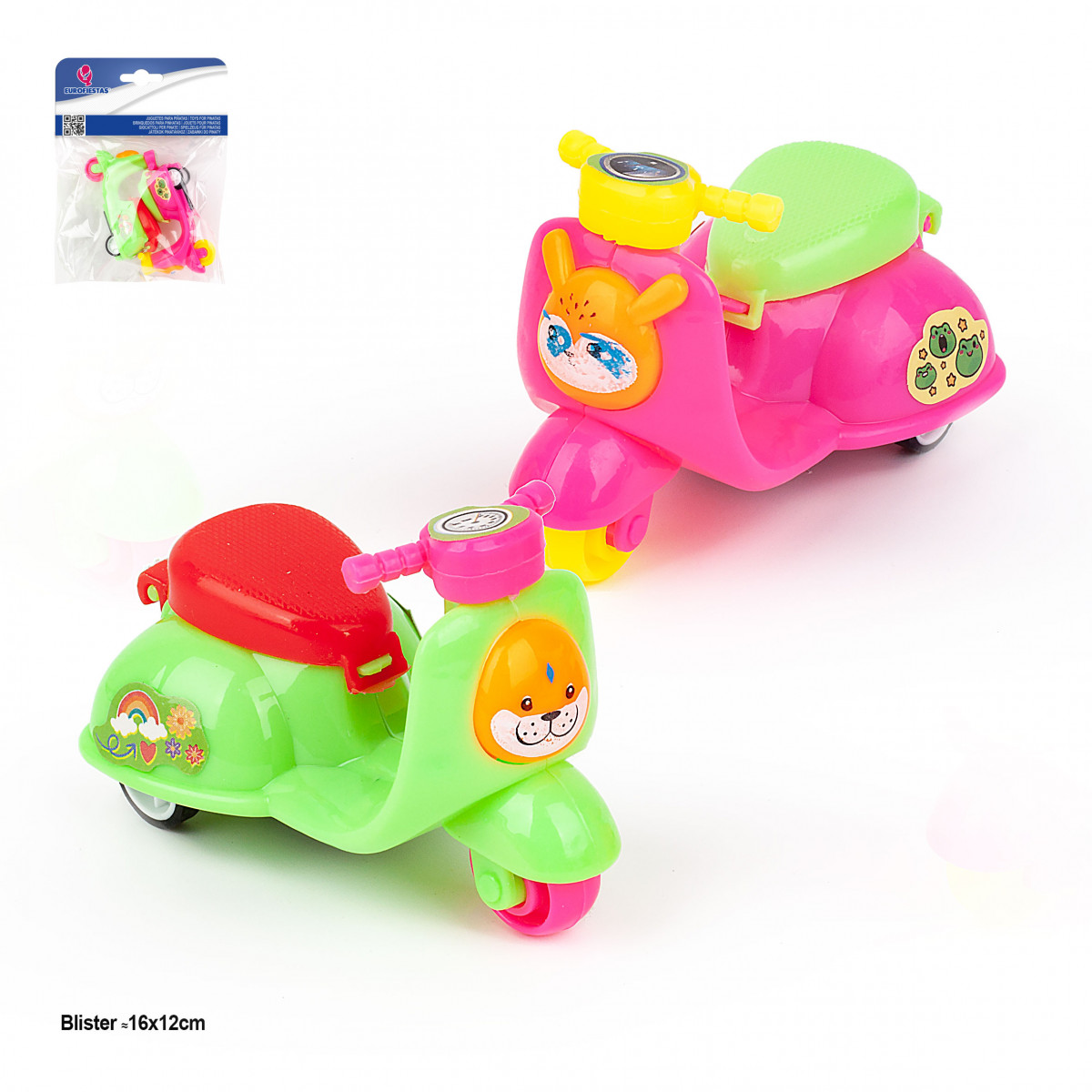 Jouet moto miniature classique couleurs 2 unités pour pinata d anniversaire ou détail cadeau