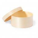Bracelet infini doré dans une boîte en bois personnalisée avec un autocollant ovale romantique pour les mariages