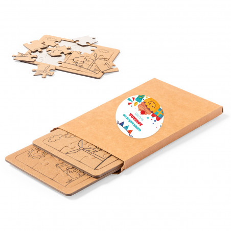 Puzzle écologique en boîte avec autocollant personnalisé pour les détails