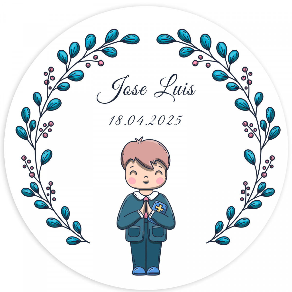 Adhésif 5 cm première communion enfant personnalisable