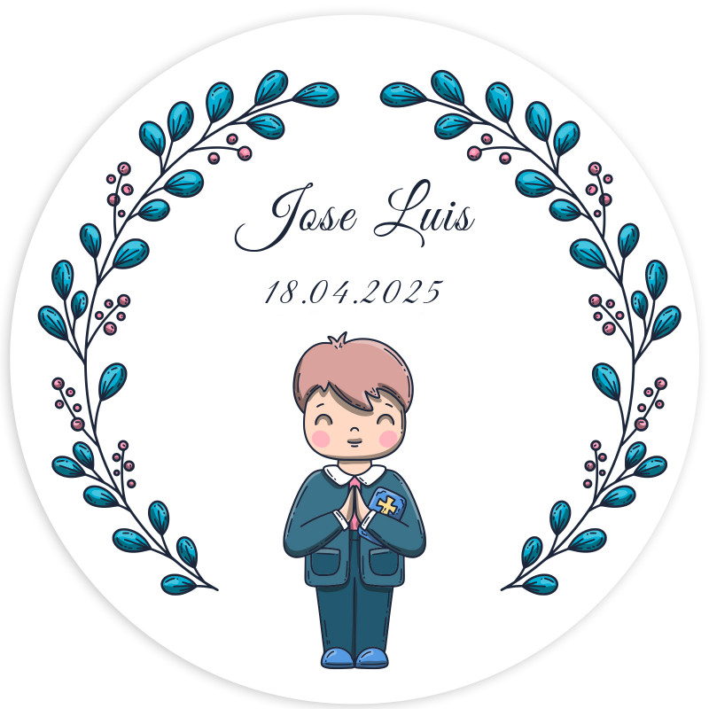 Adhésif 5 cm première communion enfant personnalisable