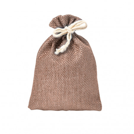 Couteau à pizza en bambou dans un sac en tissu et carte personnalisable pour les mariages