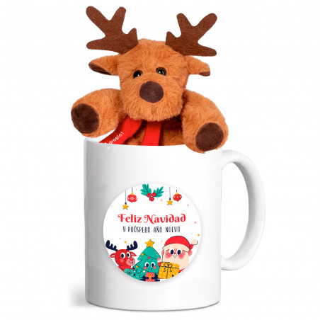 Mug en céramique personnalisé avec renne en peluche pour plus de détails