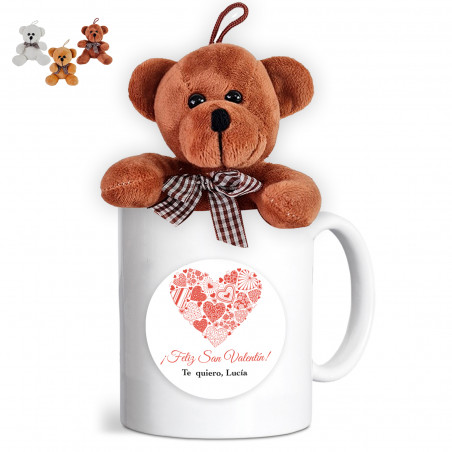 Mug romantique personnalisé avec ours en peluche à accrocher pour plus de détails