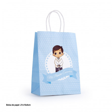 Cadre photo avec sac de communion pour garçon et étiquette personnalisable à offrir