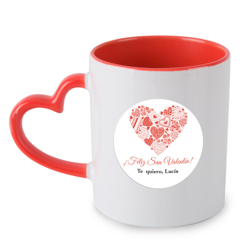 Mug coeur avec autocollant personnalisable pour plus de détails
