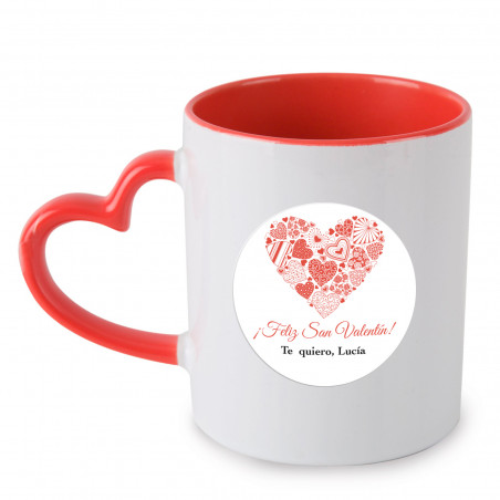 Mug coeur avec autocollant personnalisable pour plus de détails