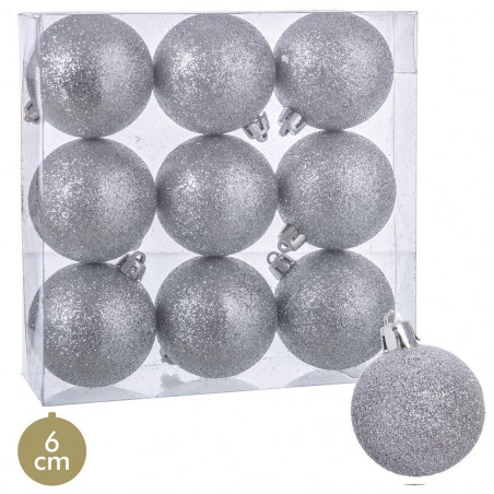 Boules à paillettes argentées pour la décoration de Noël