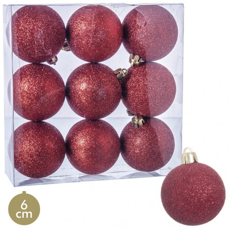 Balles de paillettes rouges pour décoration de Noël