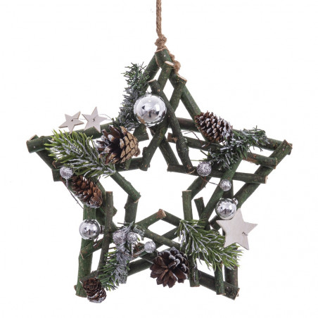 Bûches étoilées avec pommes de pin pour décoration de Noël