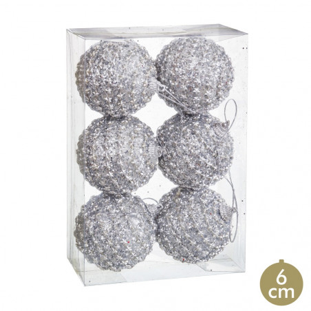 Boules à paillettes argentées pour la décoration de Noël