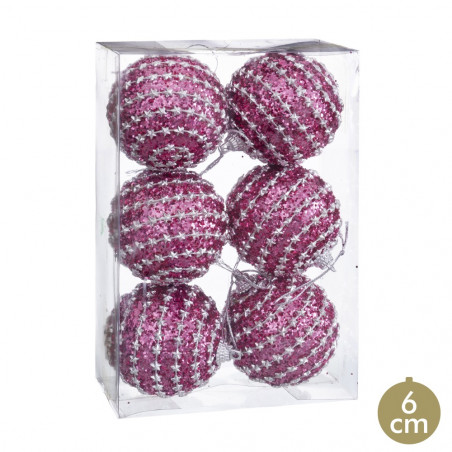 Balles en polyfoam fuchsia pour la décoration de Noël