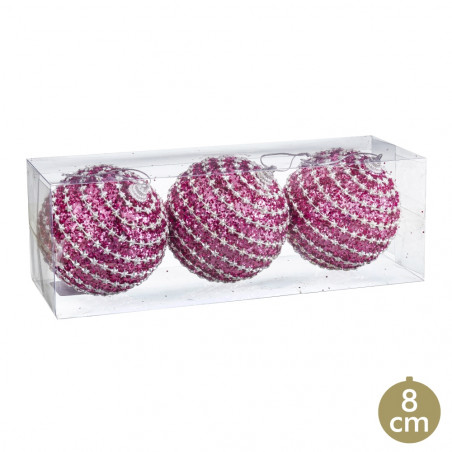 Balles en polyfoam fuchsia pour la décoration de Noël