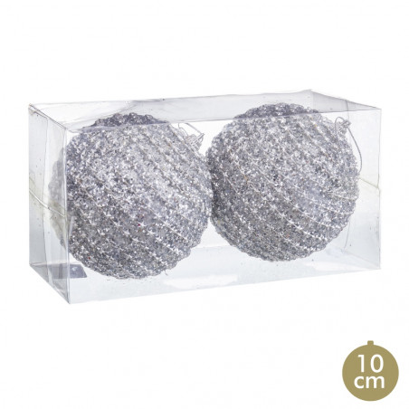 Balles en polyfoam argent pour la décoration de Noël