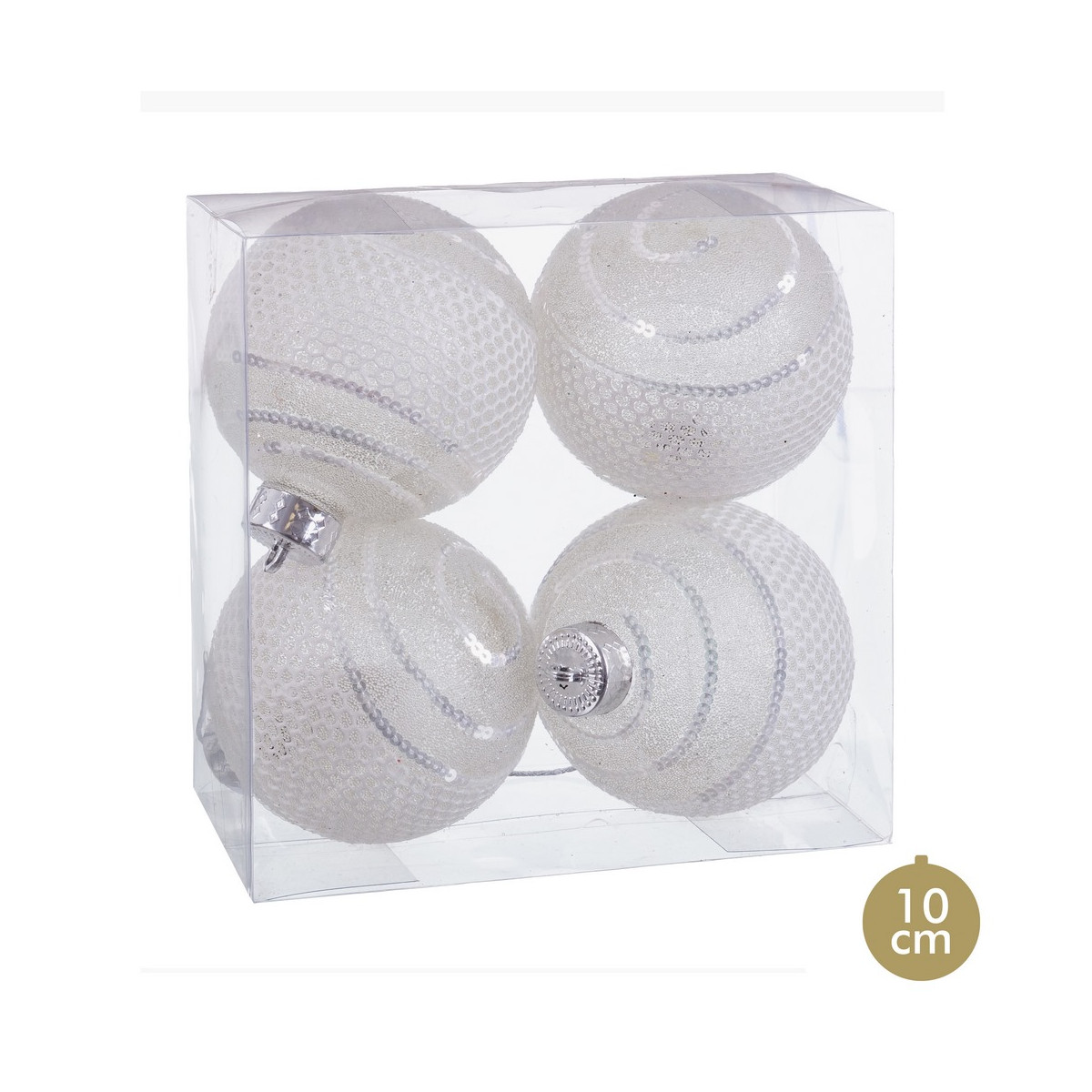 Balles argentées pour décoration de Noël 4 pièces