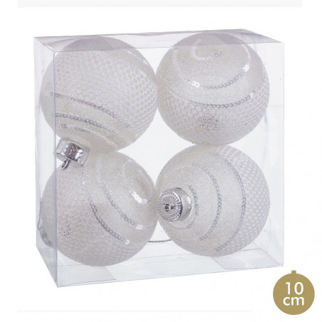 Balles argentées pour décoration de Noël 4 pièces