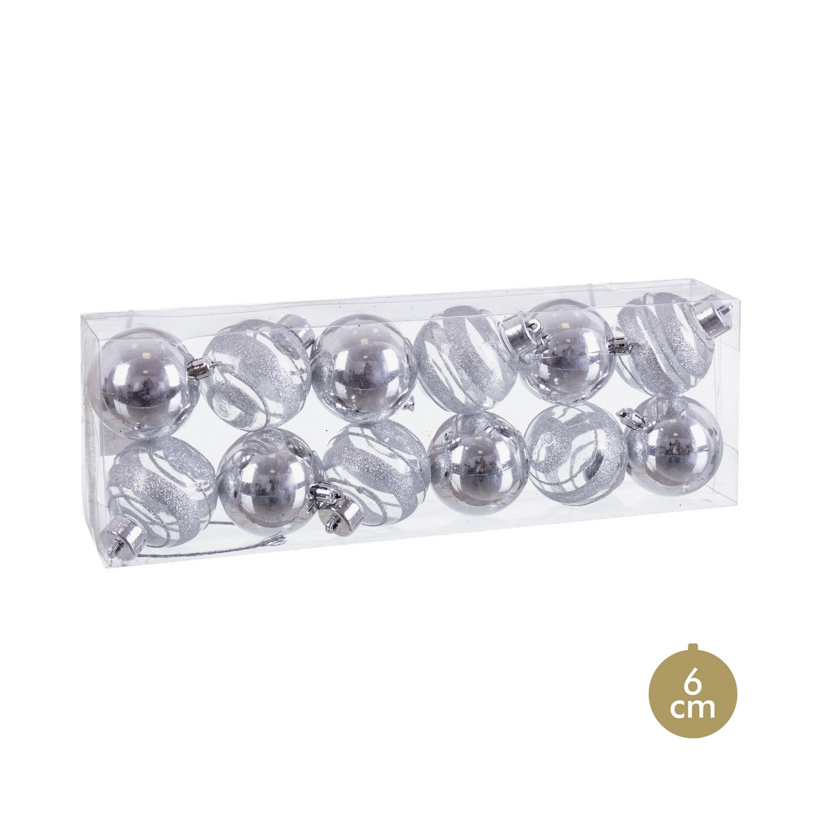 Boules en argent pour décoration de Noël 12 pièces