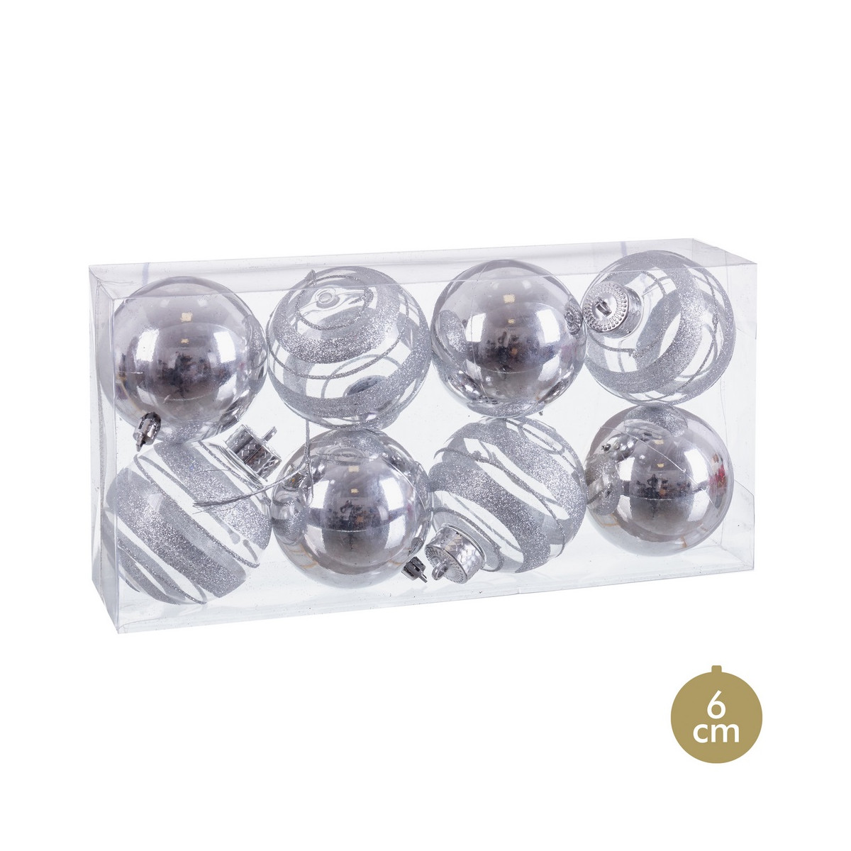 Balles en argent pour décoration de Noël 8 unités