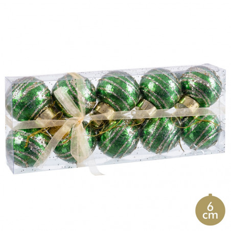 Boules en nacre vert métallique pour décoration de Noël