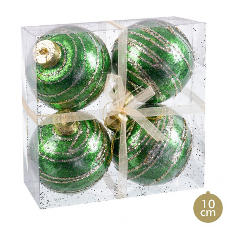 Balles de 10 cm nacre vert métallique pour décoration de Noël