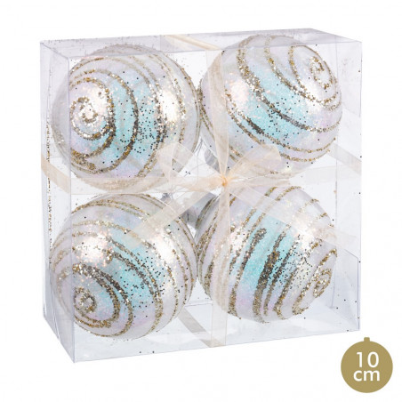 Balles en nacre vert or de 10 cm pour décoration de Noël