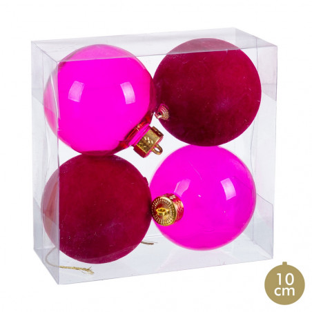 Boules rouges et fuchsia pour la décoration de Noël