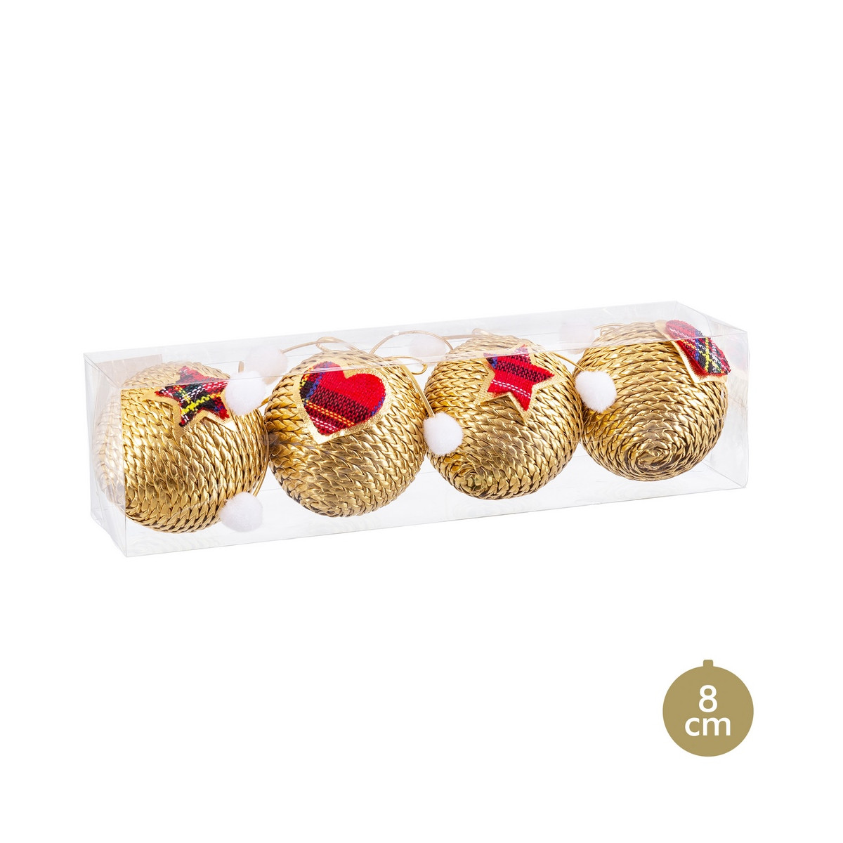 Balles en polyfoam doré et détails rouges pour la décoration de Noël