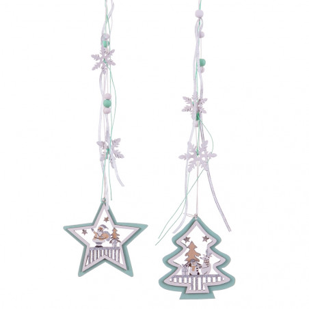 Pendentifs étoile et arbre en bois pour décorations de Noël
