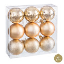 Balles dorées mates, brillantes et pailletées pour décoration de Noël 9 pcs