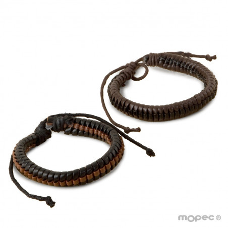 Bracelet tressé pour homme simili cuir dans une enveloppe kraft avec un autocollant personnalisable pour les mariages