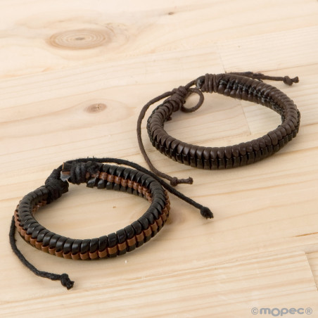 Bracelet tressé pour homme simili cuir dans une enveloppe kraft avec un autocollant personnalisable pour les mariages