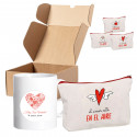Tasse personnalisée et trousse romantique dans une boîte pour événements