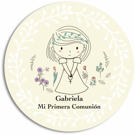 Porte-clés ange gardien avec adhésif première communion fille dans enveloppe kraft rose pour détails