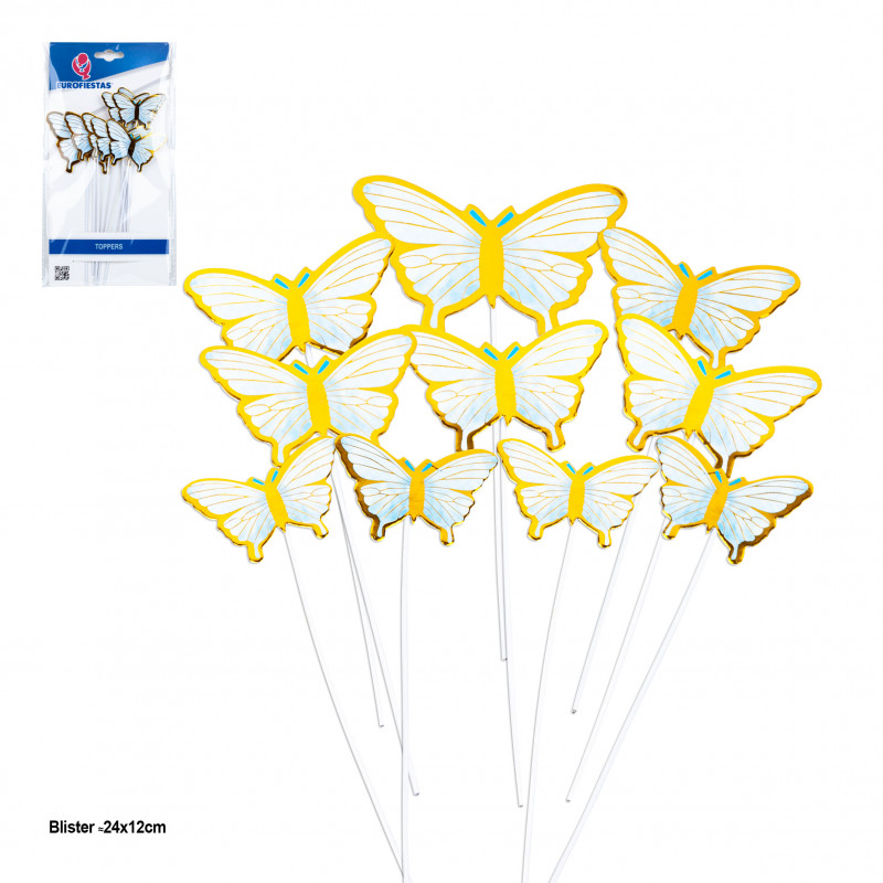 Topper mariposas 18cm azul borde met.