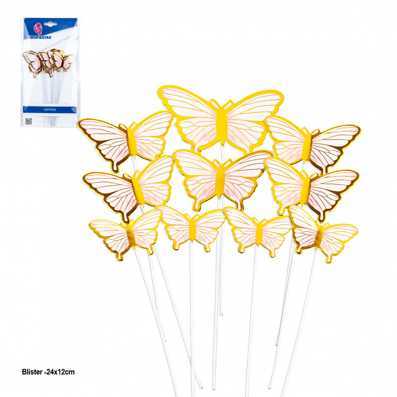 Topper mariposas 18cm rosa borde met.