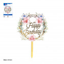 Topper circ.floral 17x11cm h.birth.oro