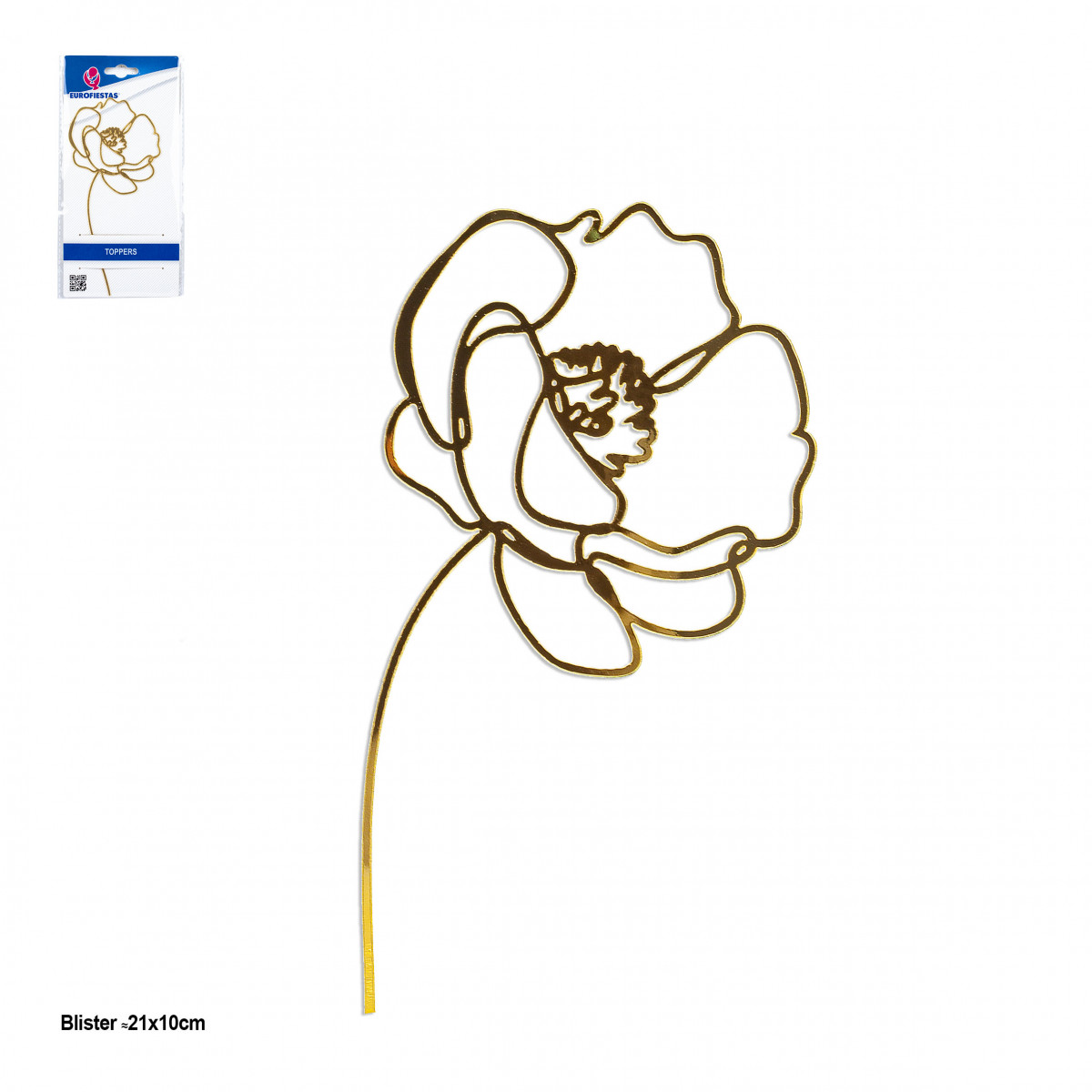 Topper en forme de fleur silhouette dorée métallisée pour décorer