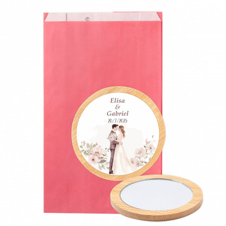 Miroir en bois avec adhésif personnalisable des mariés sur enveloppe pour les détails du mariage