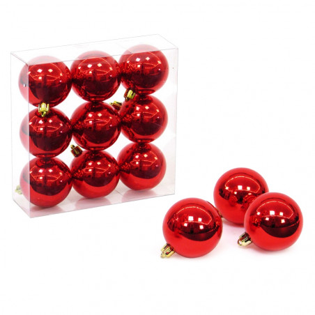 Boules rouges brillantes pour décoration de Noël