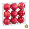 Boules rouges mate, brillance et paillettes pour décoration de Noël
