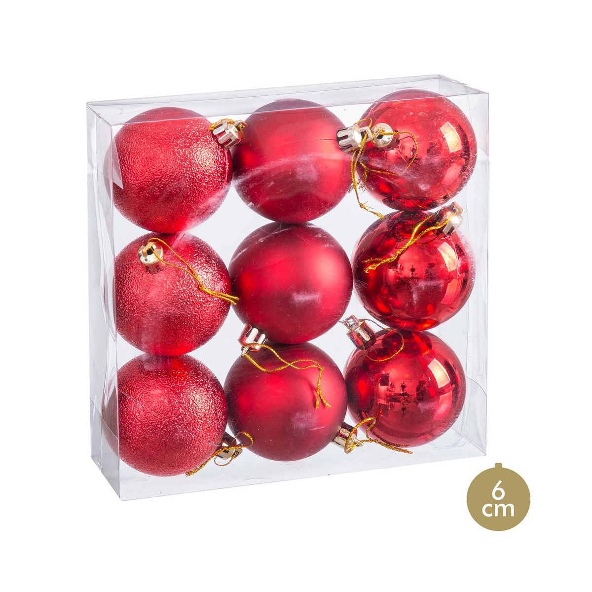 Boules rouges mate, brillance et paillettes pour décoration de Noël