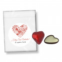 Chocolats en forme de cœur 2 unités dans un sac avec un autocollant personnalisé pour la Saint-Valentin ou un mariage