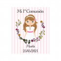 Vin rouge personnalisé dans un sachet pour les détails de la première communion d'une fille