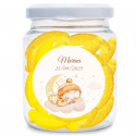 Bocal de bonbons en forme de banane personnalisé avec autocollant de bébé pour baptêmes
