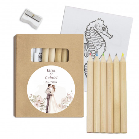Set de coloriage enfant personnalisé avec autocollant de mariage