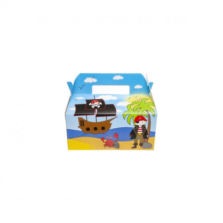 Cornet de bonbons avec livre à colorier et boîte de crayons personnalisée dans une boîte pirate pour les détails