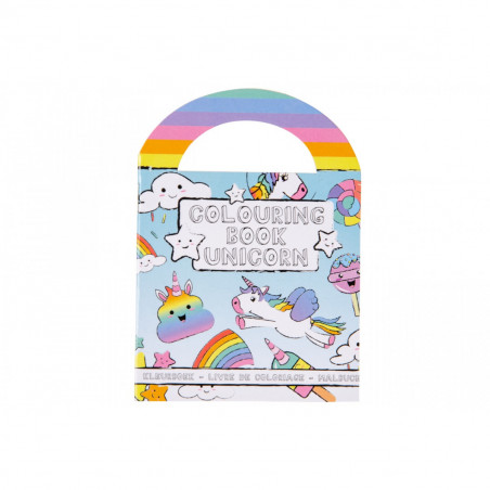 Cornet de bonbons avec livre à colorier et boîte de crayons personnalisée dans une boîte licornes à offrir